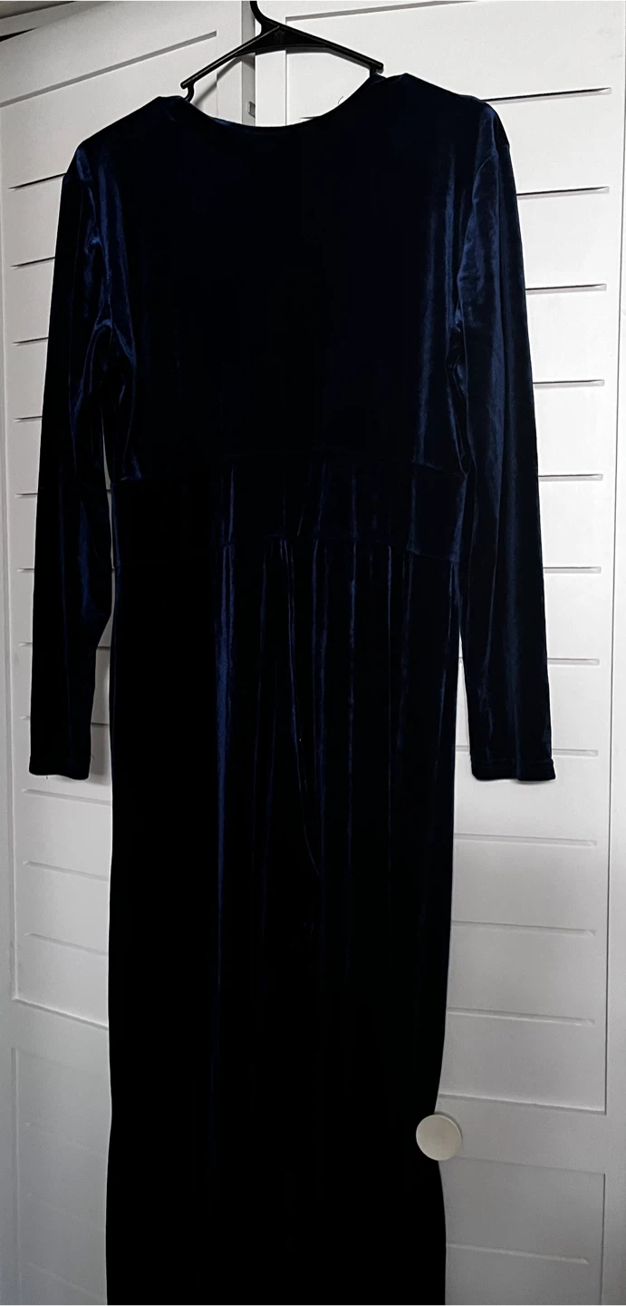 Blue Velvet Long Sleeve Dress