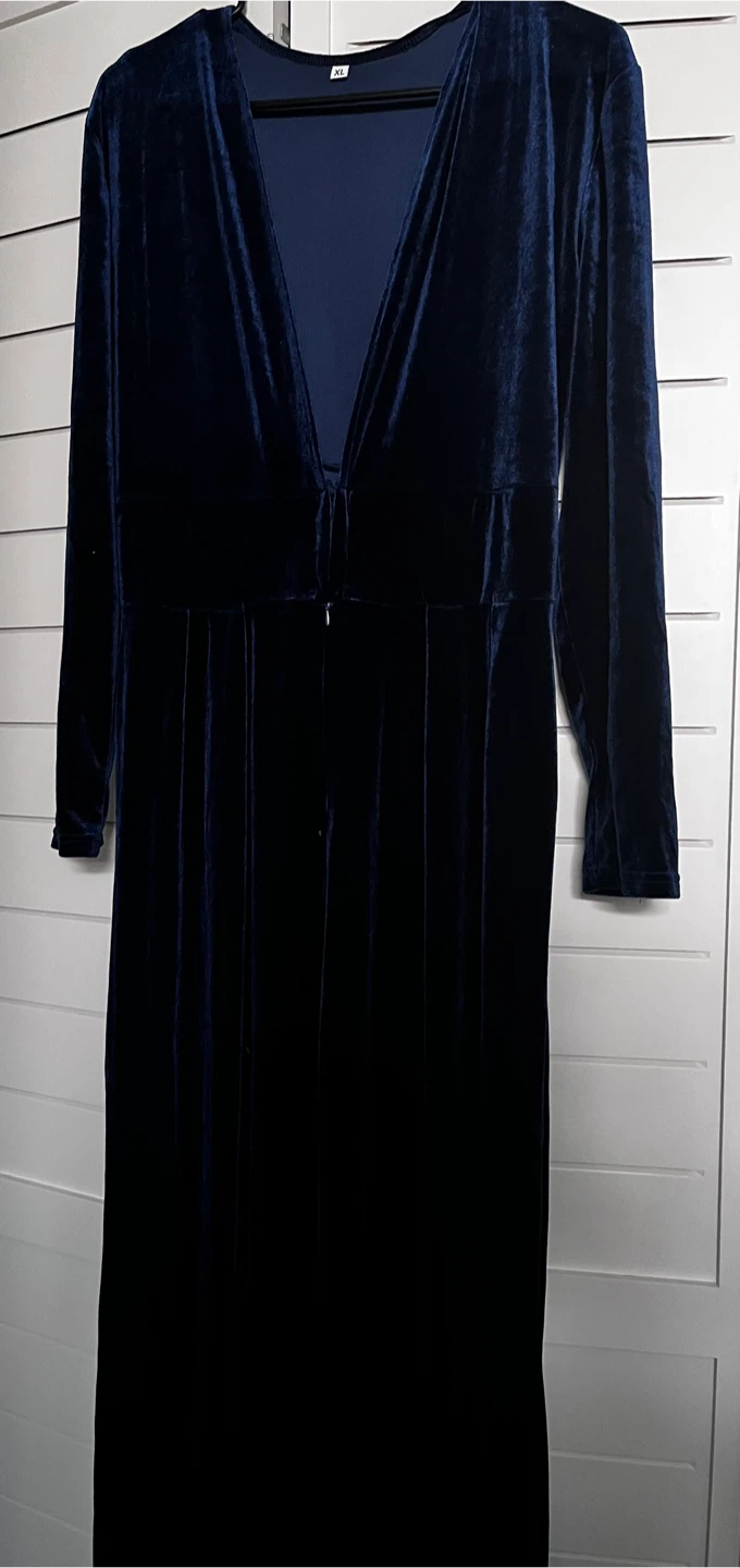 Blue Velvet Long Sleeve Dress - photo 3