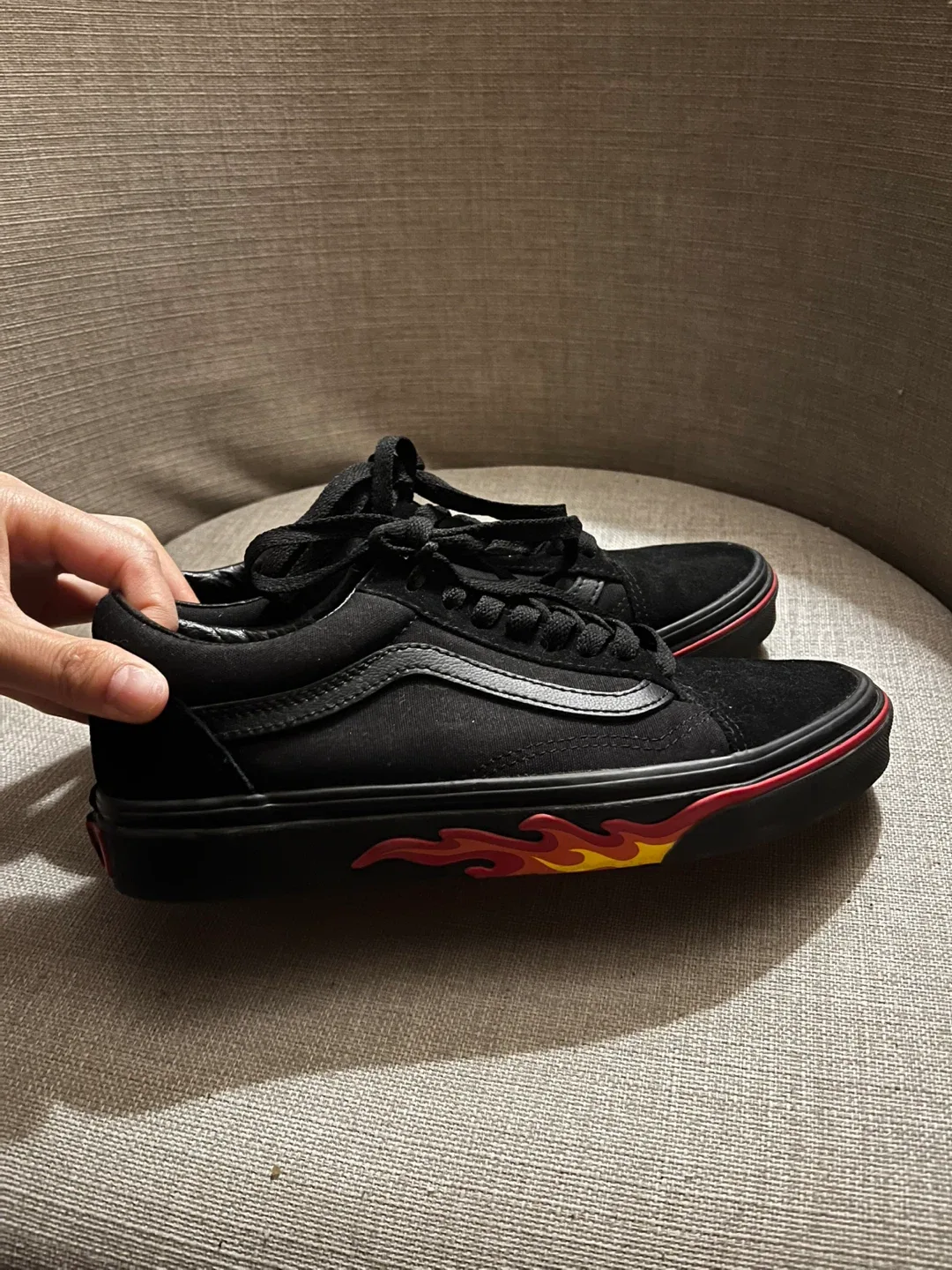 Vans Old Skool Flame Wall Black Sneakers - Size 7 image indicator(6)