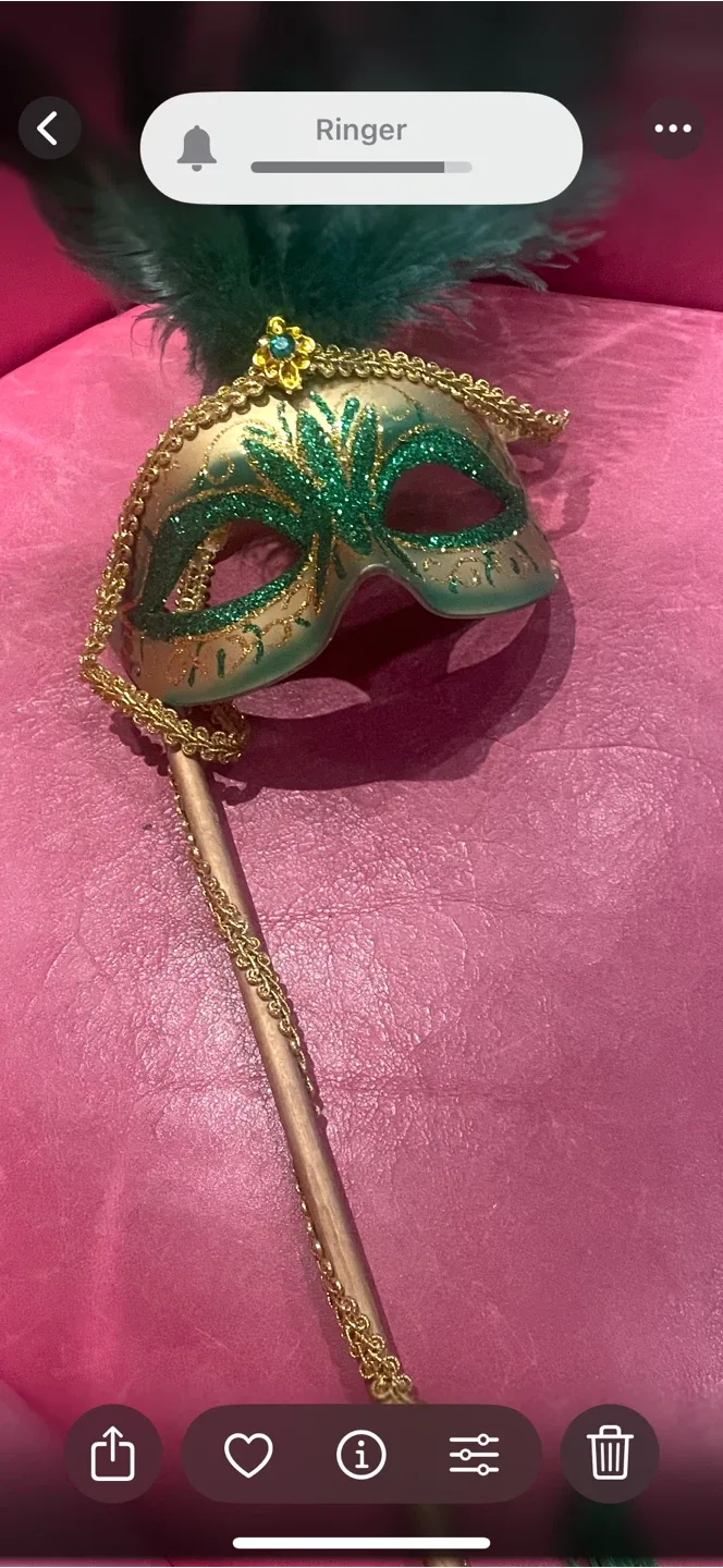 Green & Gold Masquerade Mask with Feathers image indicator(5)