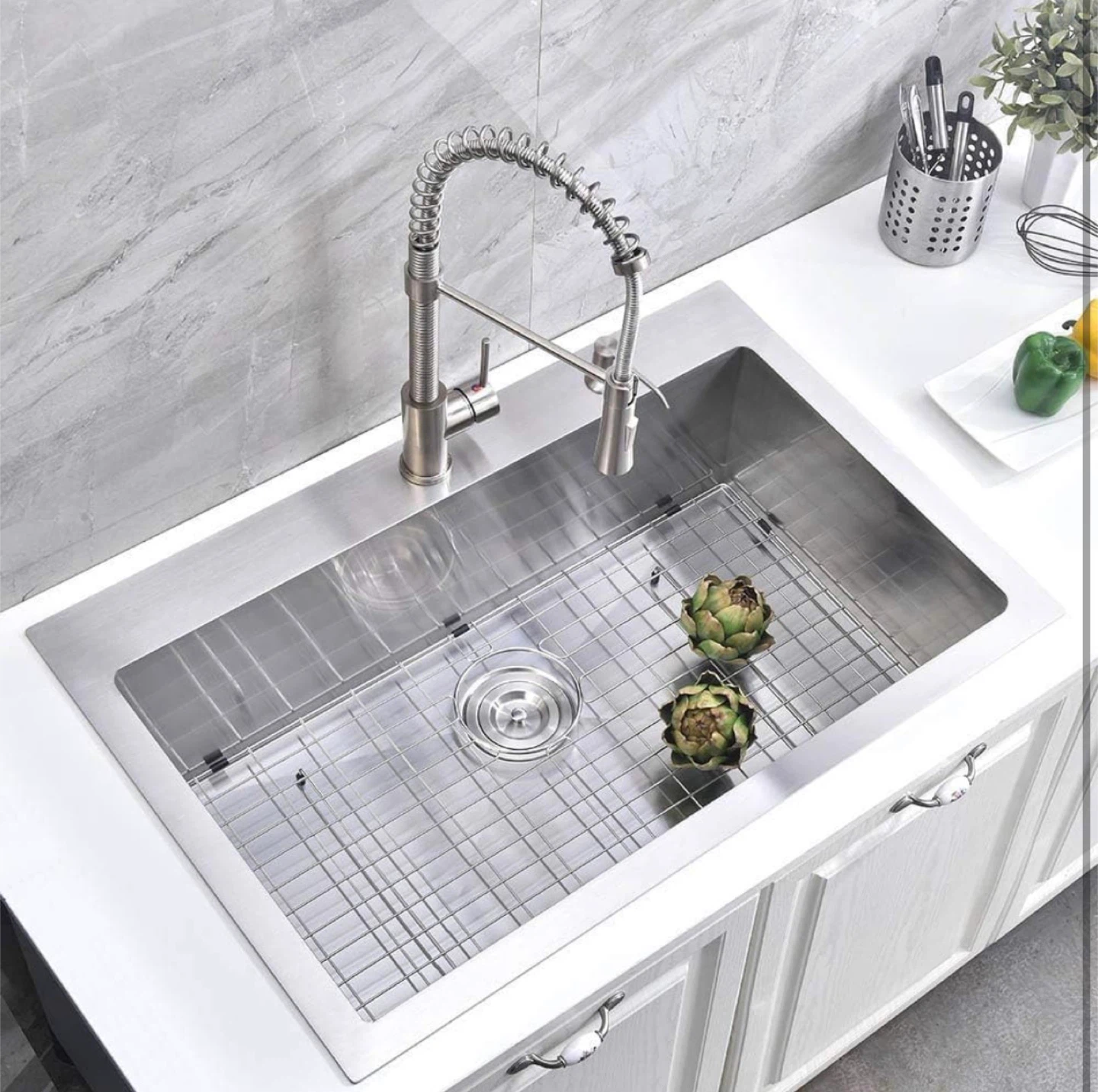 33"x 22" 18 Gauge Stainless Steel Kitchen Sink, Topmount Drop-in