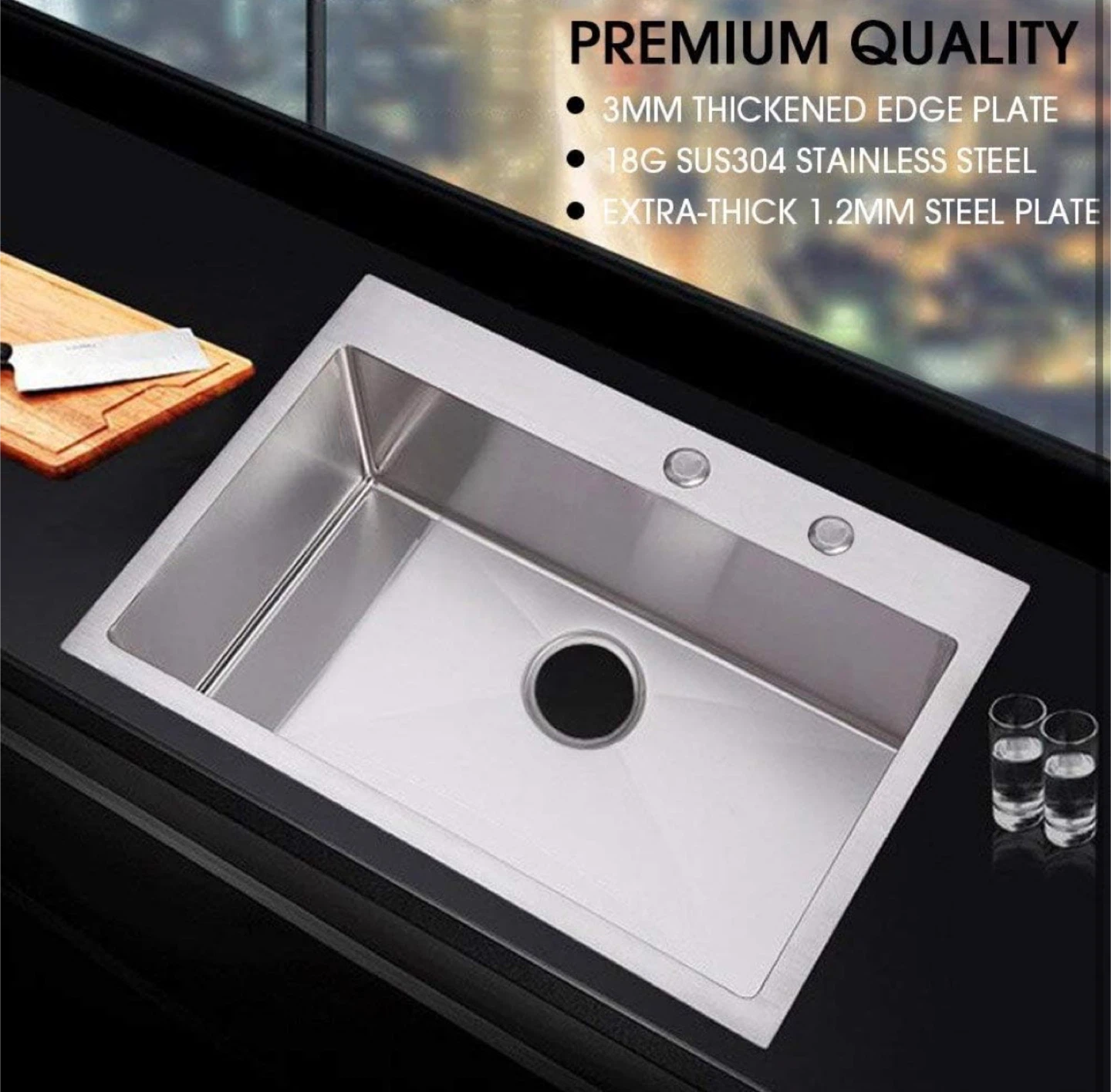 33"x 22" 18 Gauge Stainless Steel Kitchen Sink, Topmount Drop-in - photo 4