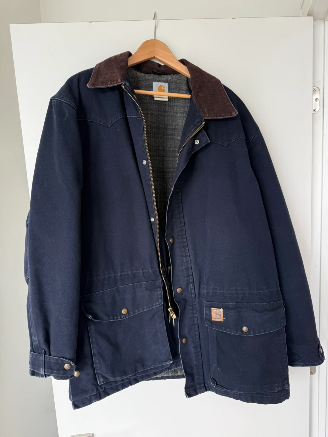Men’s Large Carhartt Chore Coat, Navy Blue