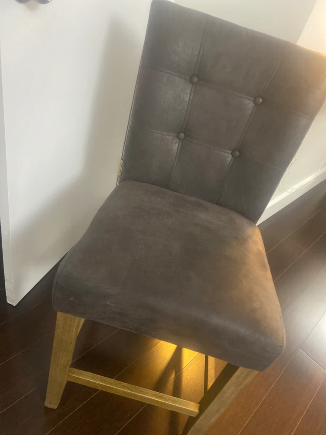 Upholstered Bar Stool with Wooden Legs