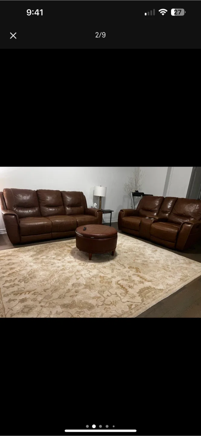Brown Leather Reclining Sofa Set image indicator(3)