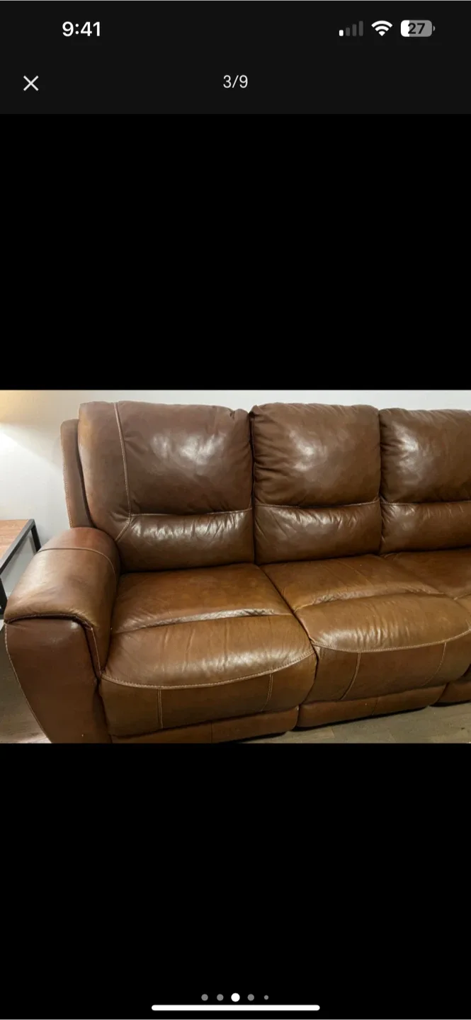 Brown Leather Reclining Sofa Set image indicator(2)