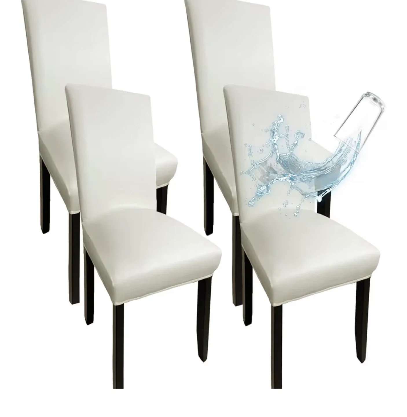 Stretchable leather Chair Cover - Beige Colour thumbnail