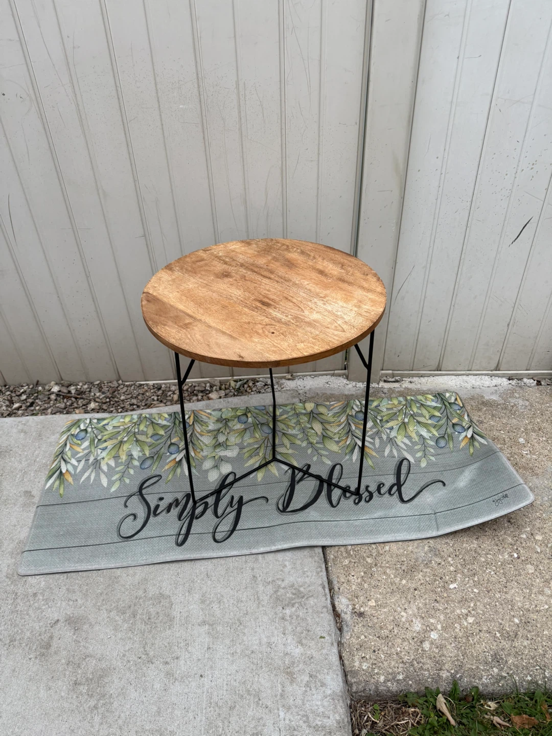 Round Accent Table - Wood & Metal