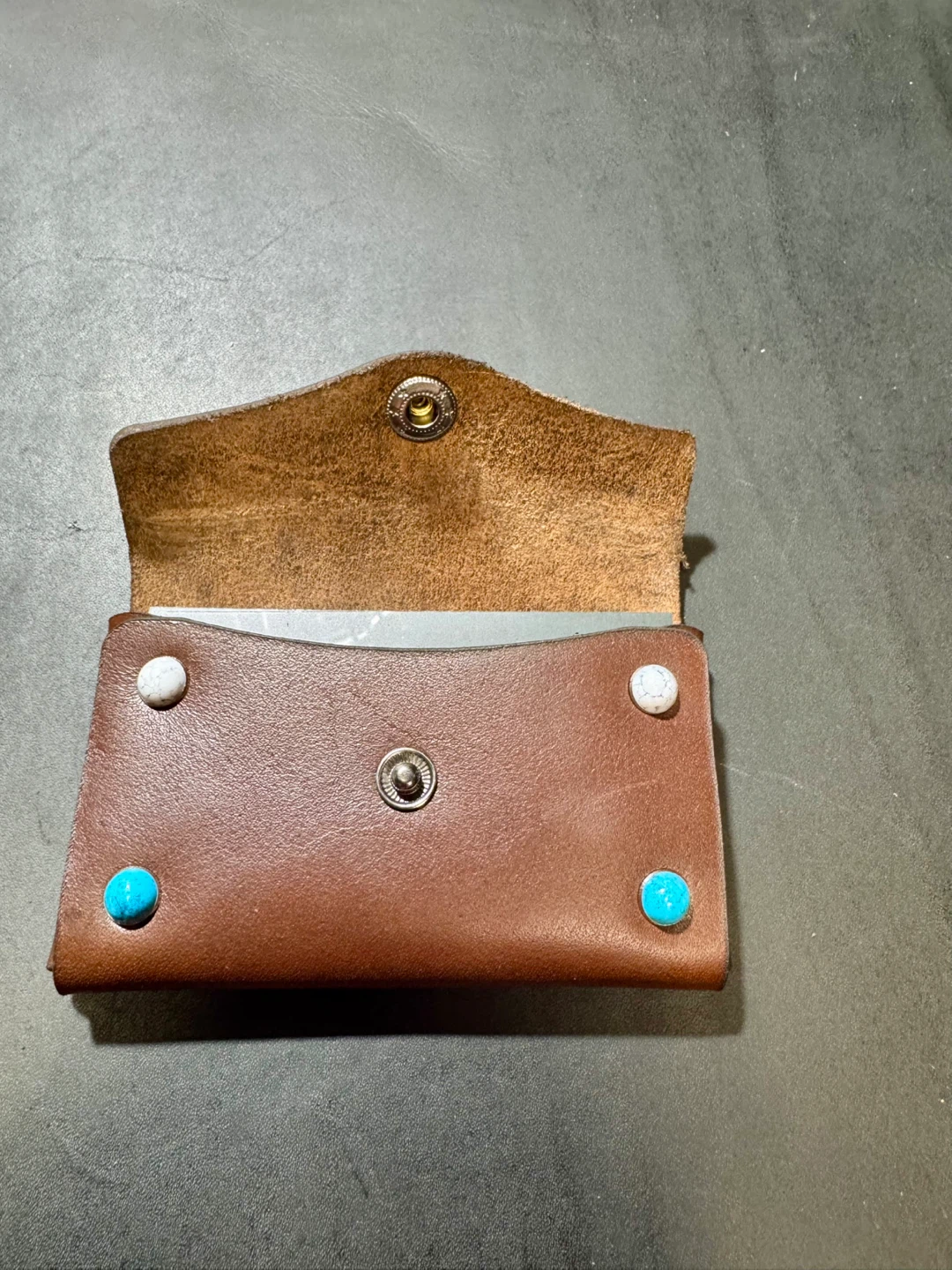 Handmade Brown Leather Card Holder - photo 3