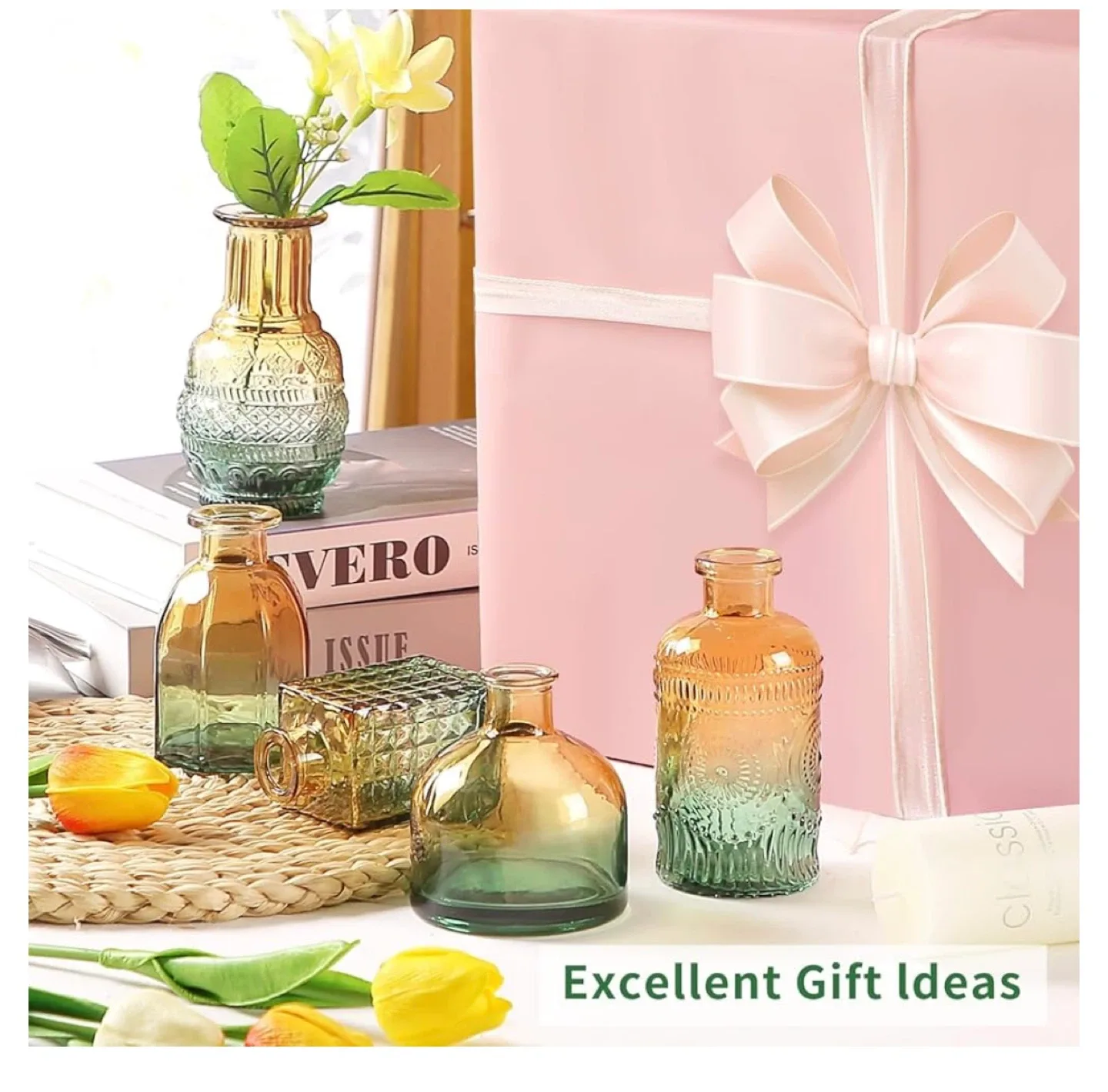 Charm Glass Bud Vases (Pack of 30,Brown Green) image indicator(2)