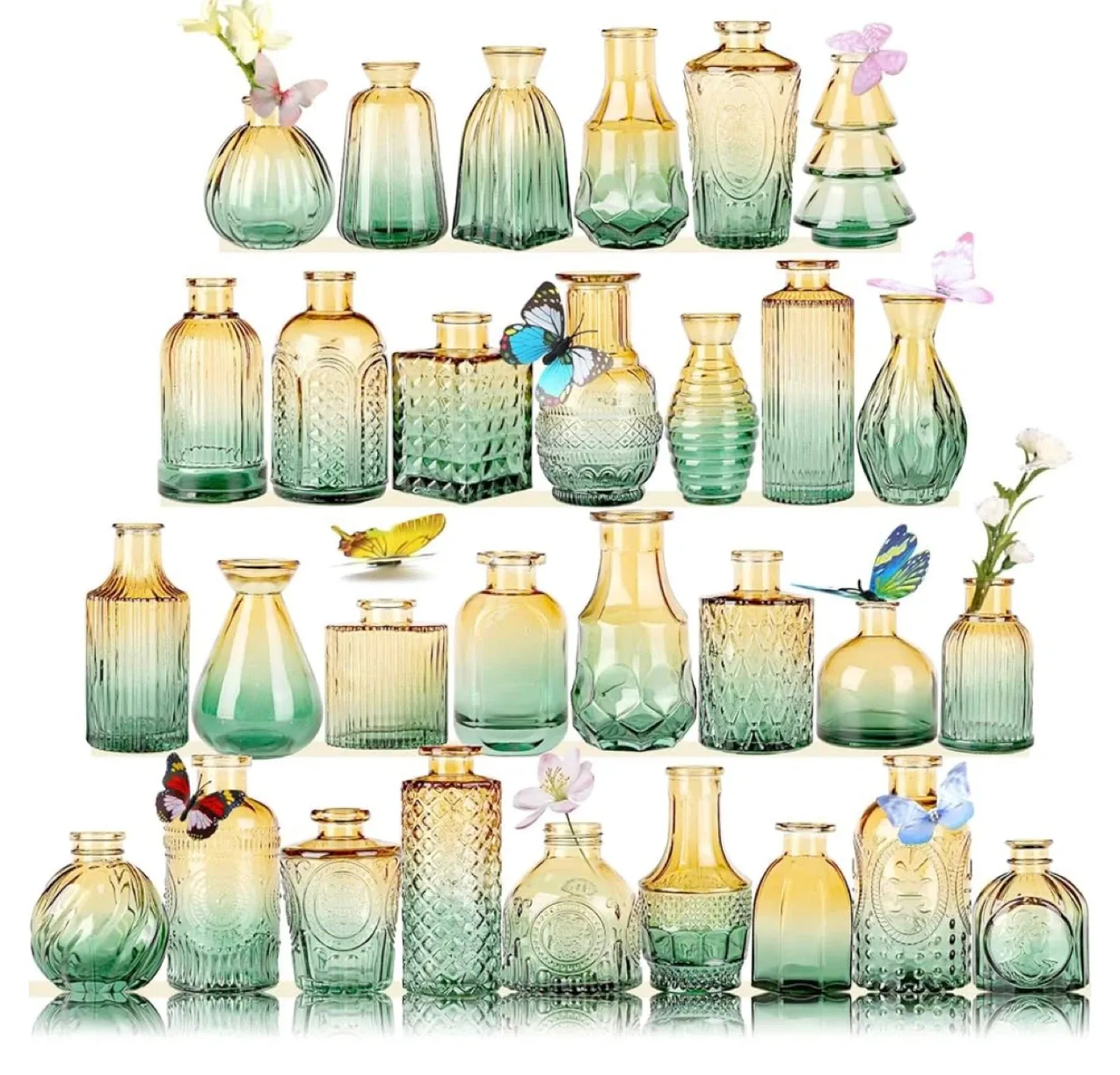 Charm Glass Bud Vases (Pack of 30,Brown Green) thumbnail