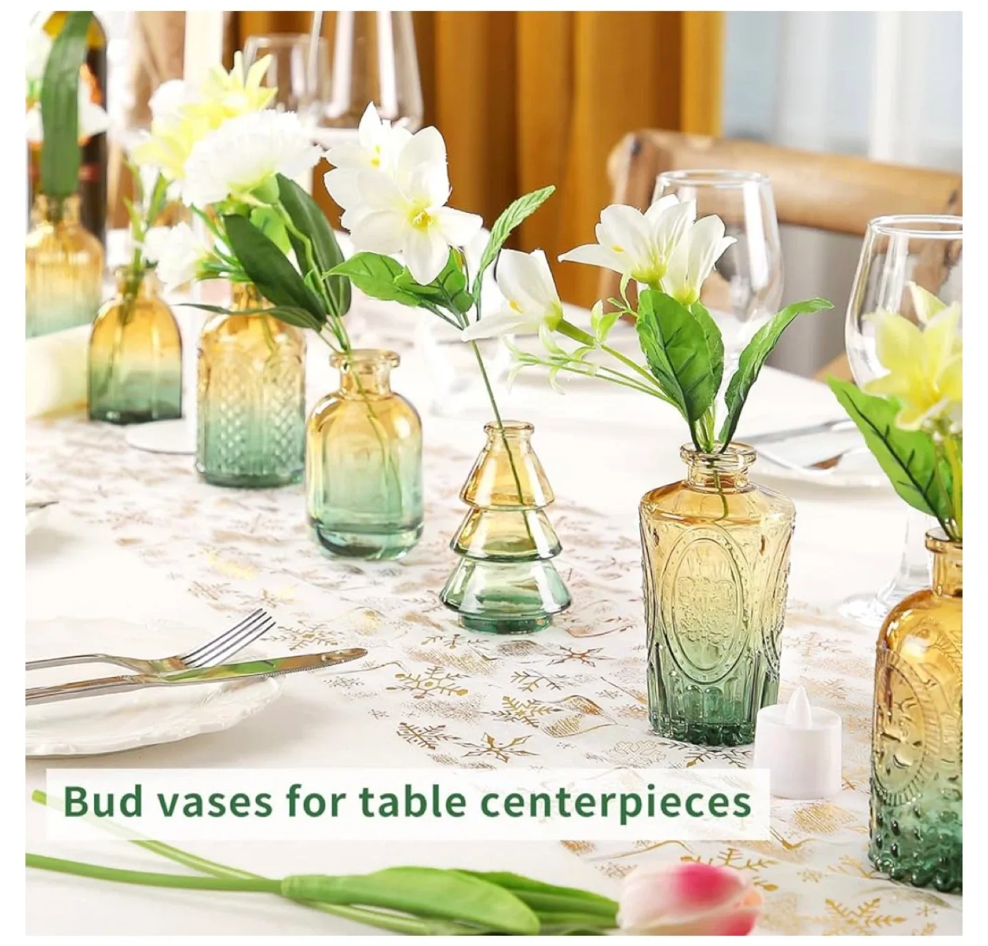 Charm Glass Bud Vases (Pack of 30,Brown Green) image indicator(3)