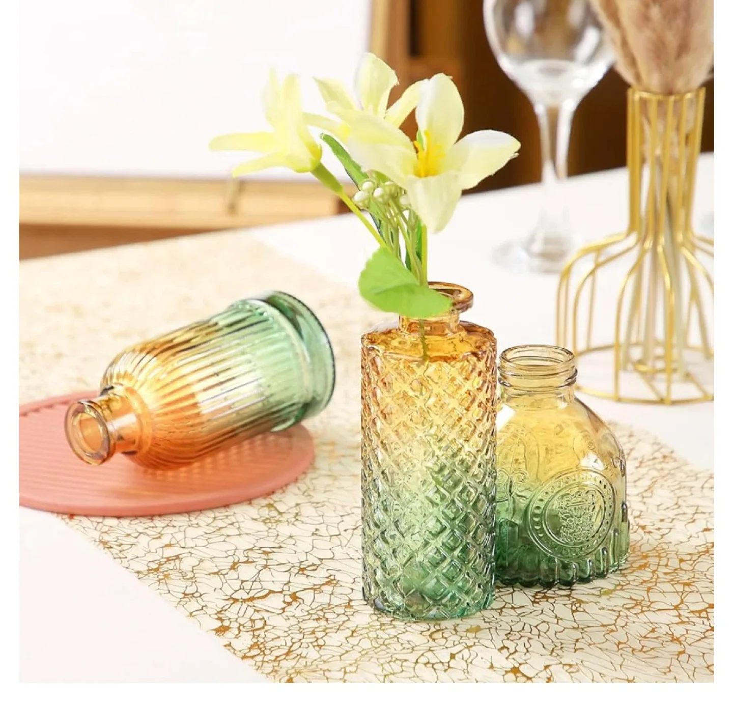 Charm Glass Bud Vases (Pack of 30,Brown Green) image indicator(4)