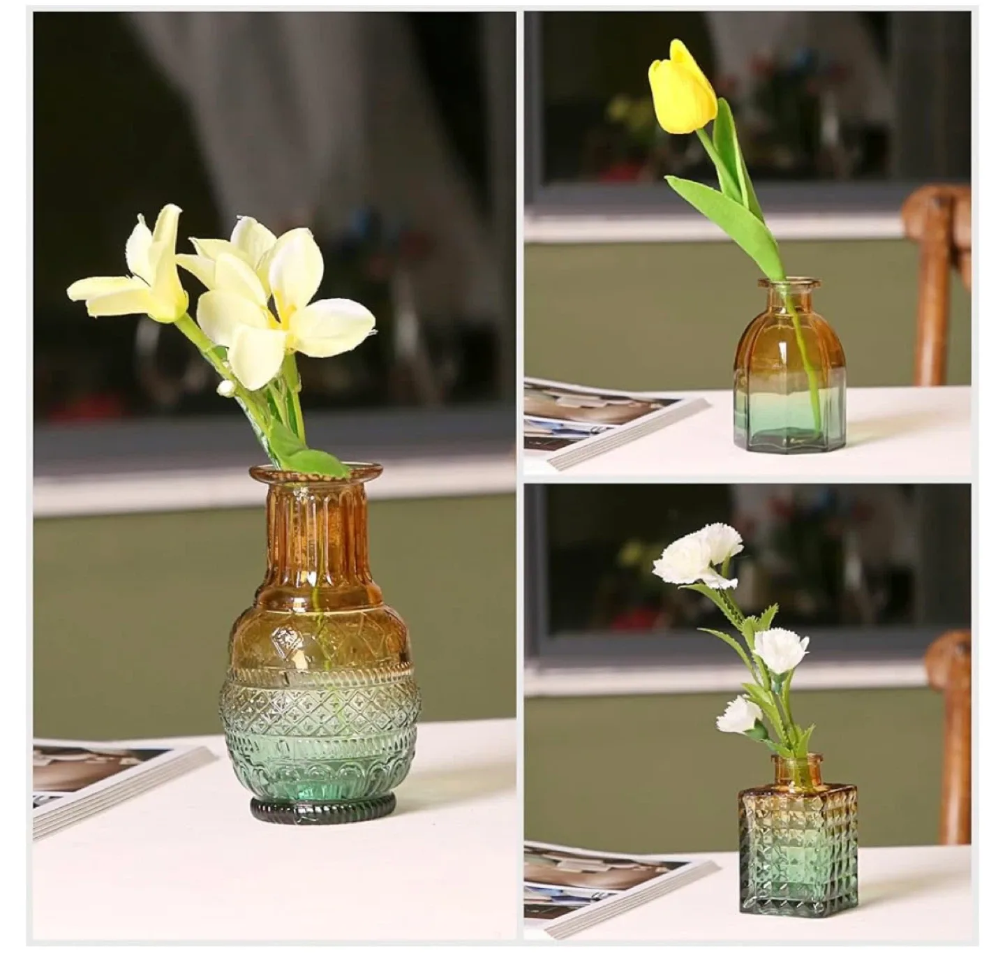 Charm Glass Bud Vases (Pack of 30,Brown Green) image indicator(7)