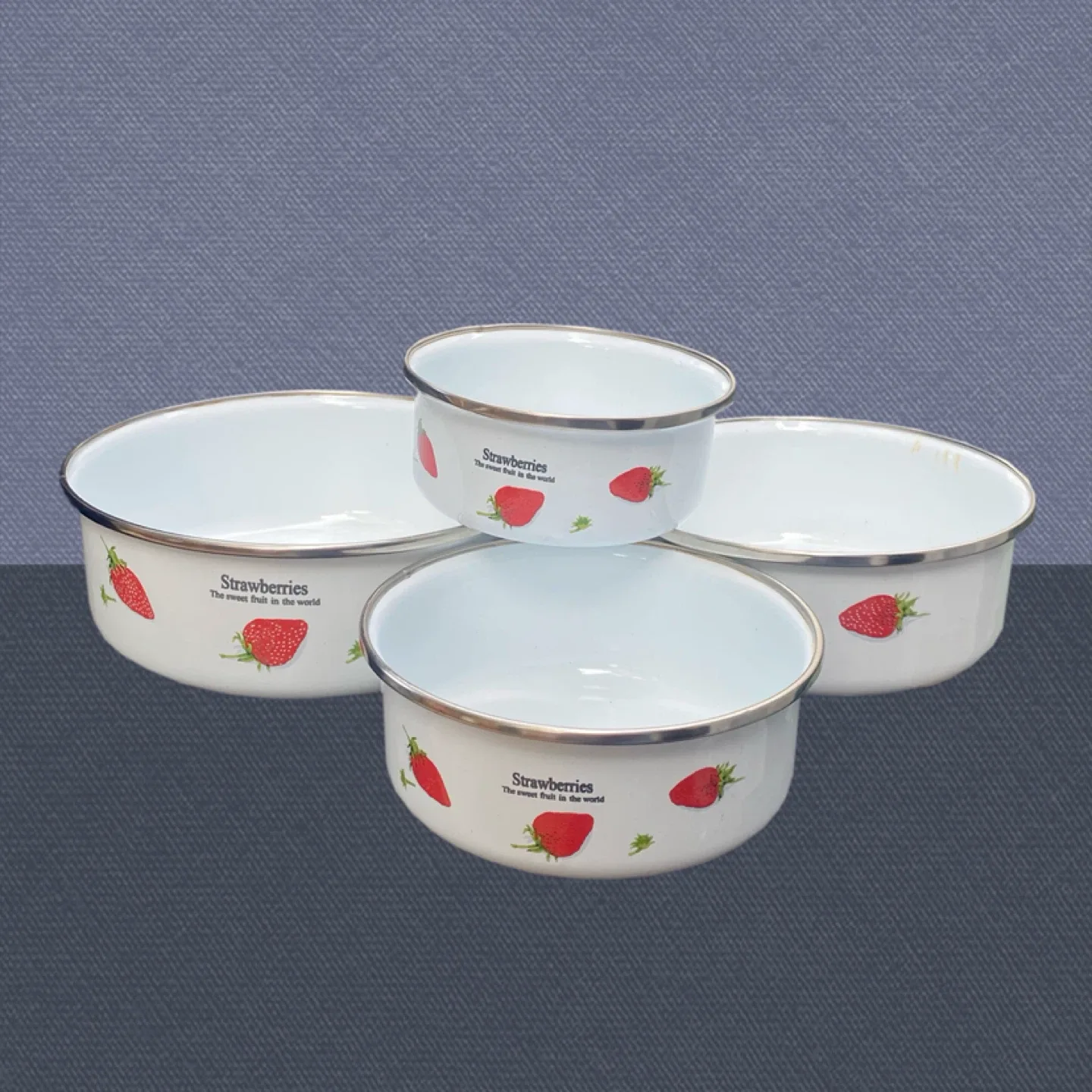 Strawberry Enamel Bowls- set of 4 image indicator(2)