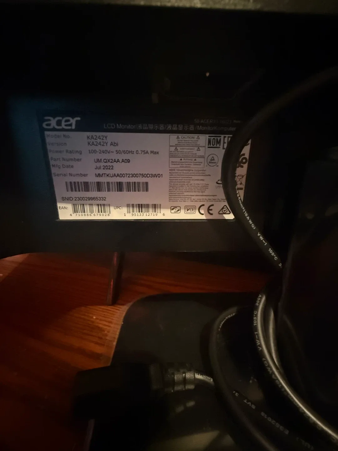 Acer KA242Y 24 inch LCD Monitor image indicator(2)