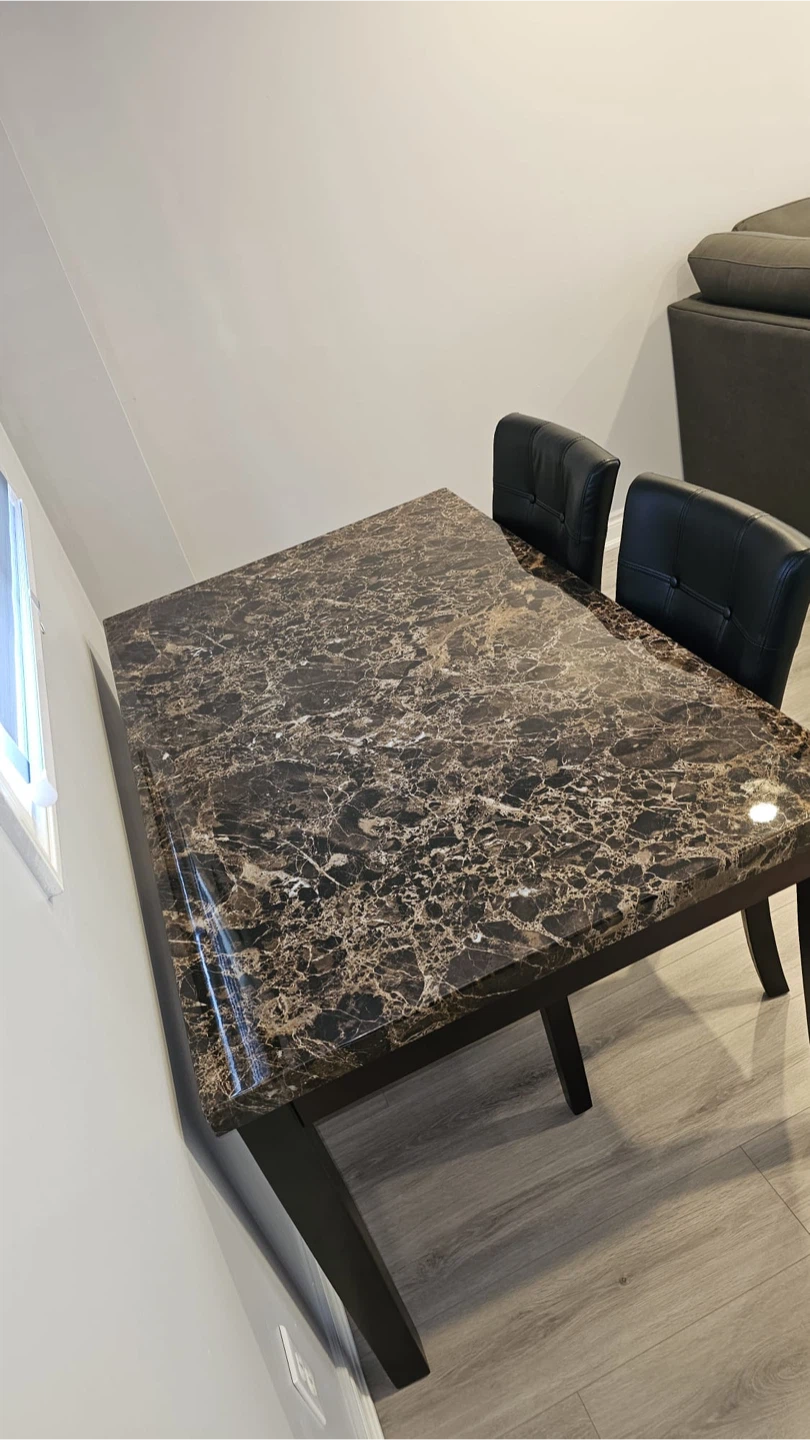 Dining Table with 4 Black Chairs