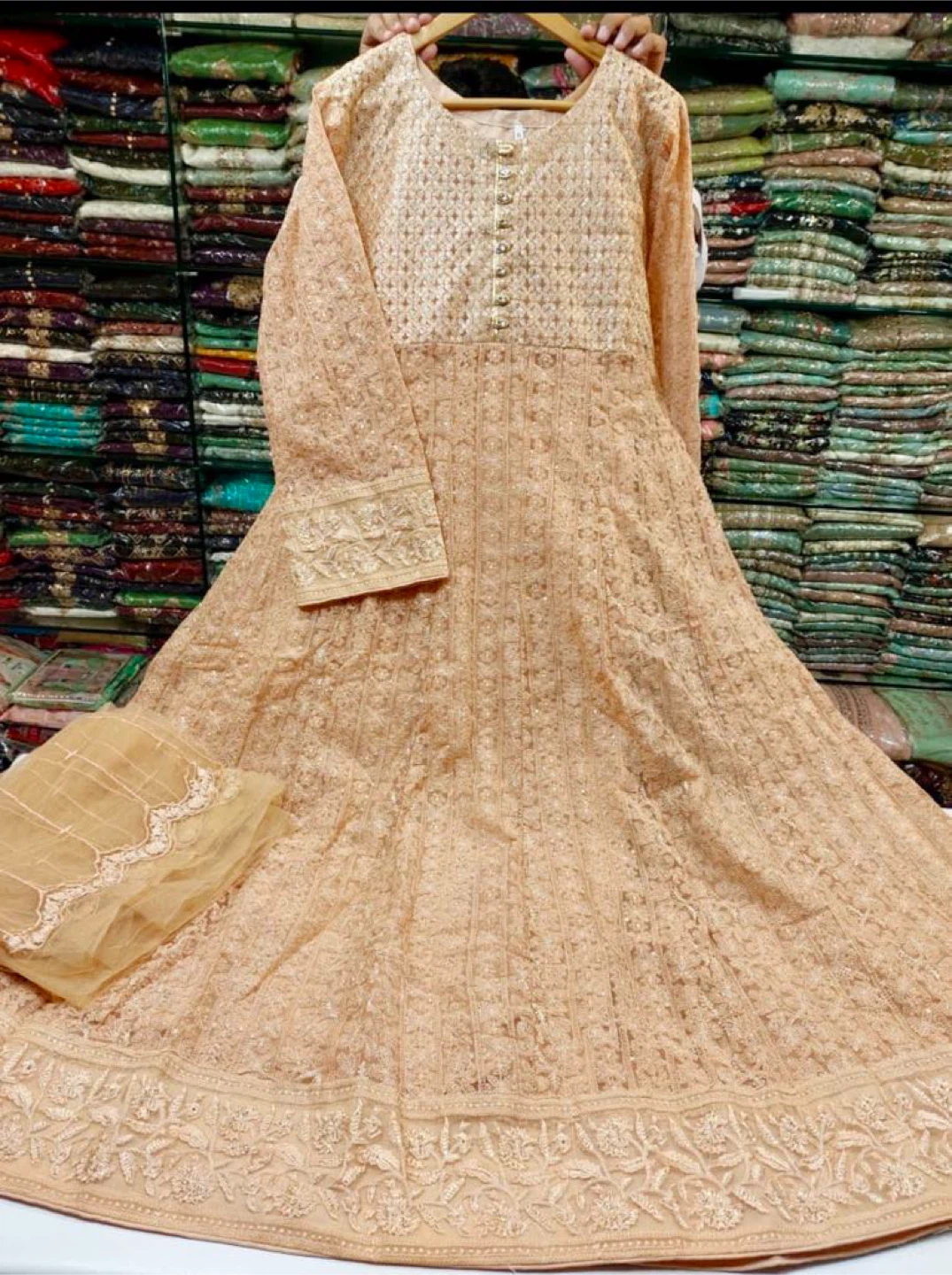 Peach Embroidered Anarkali Dress
