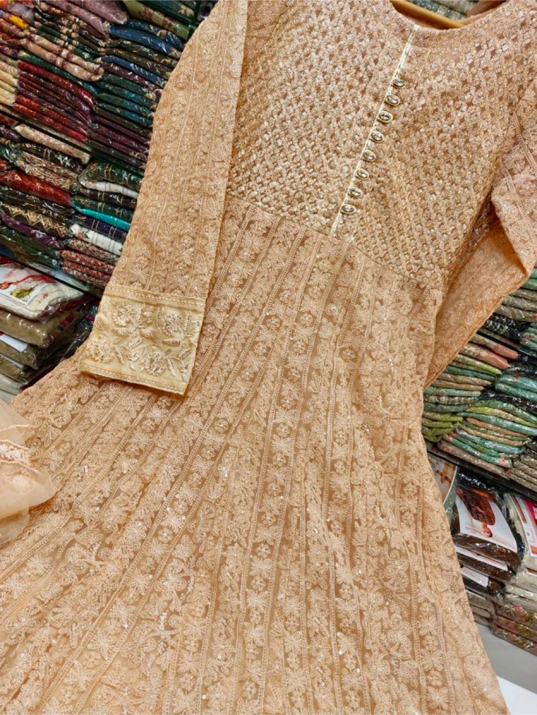 Peach Embroidered Anarkali Dress - photo 2