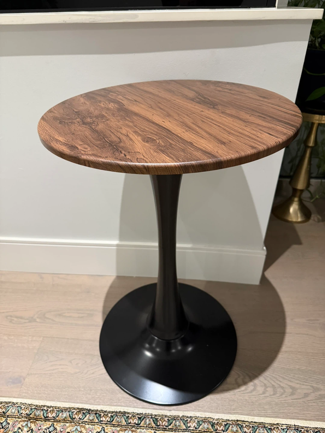 Brand New Round Wood Accent Table - Black Base - 20"