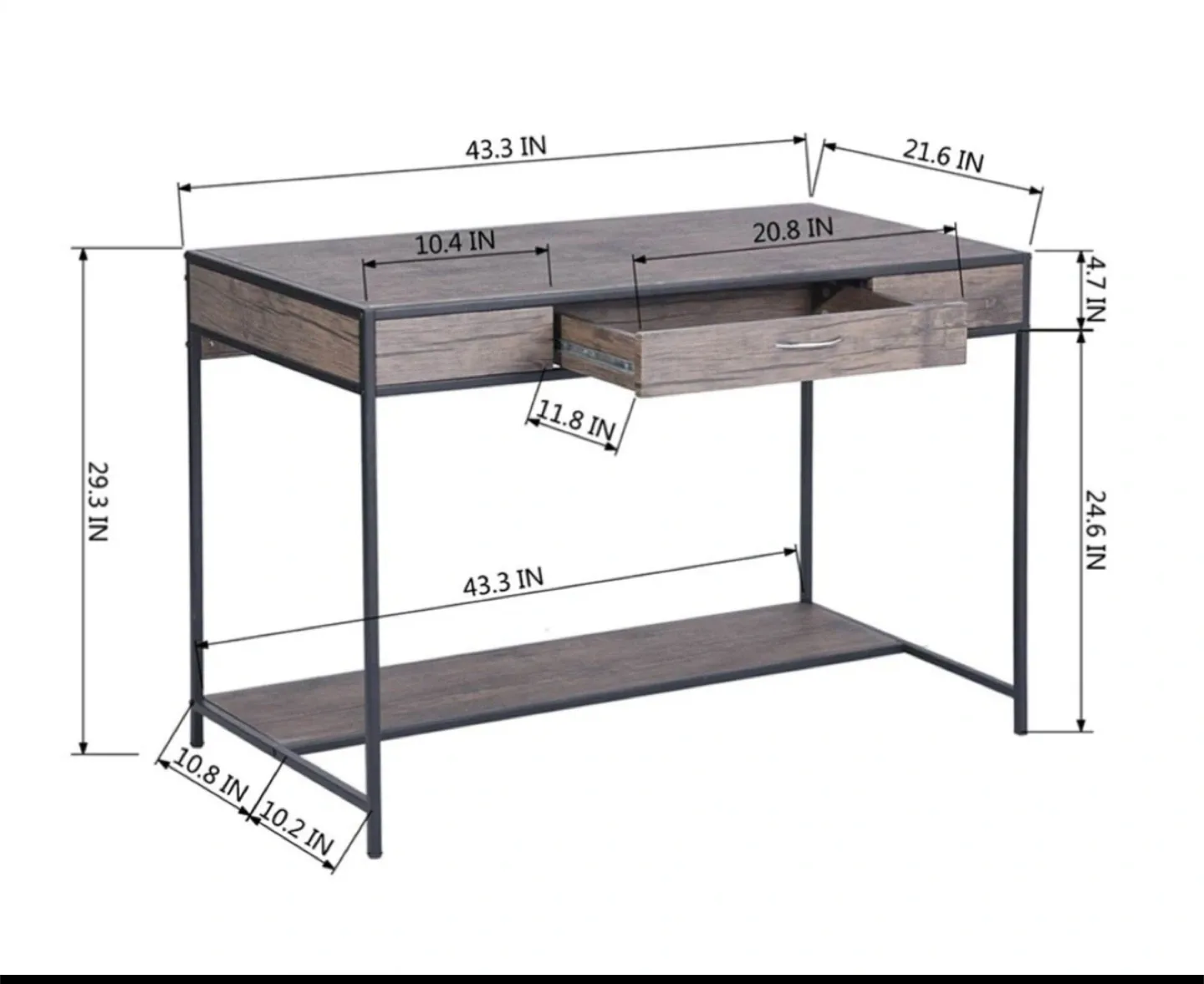 Brand new Hulda 43.3" Wide Writing Desk with Drawer image indicator(3)