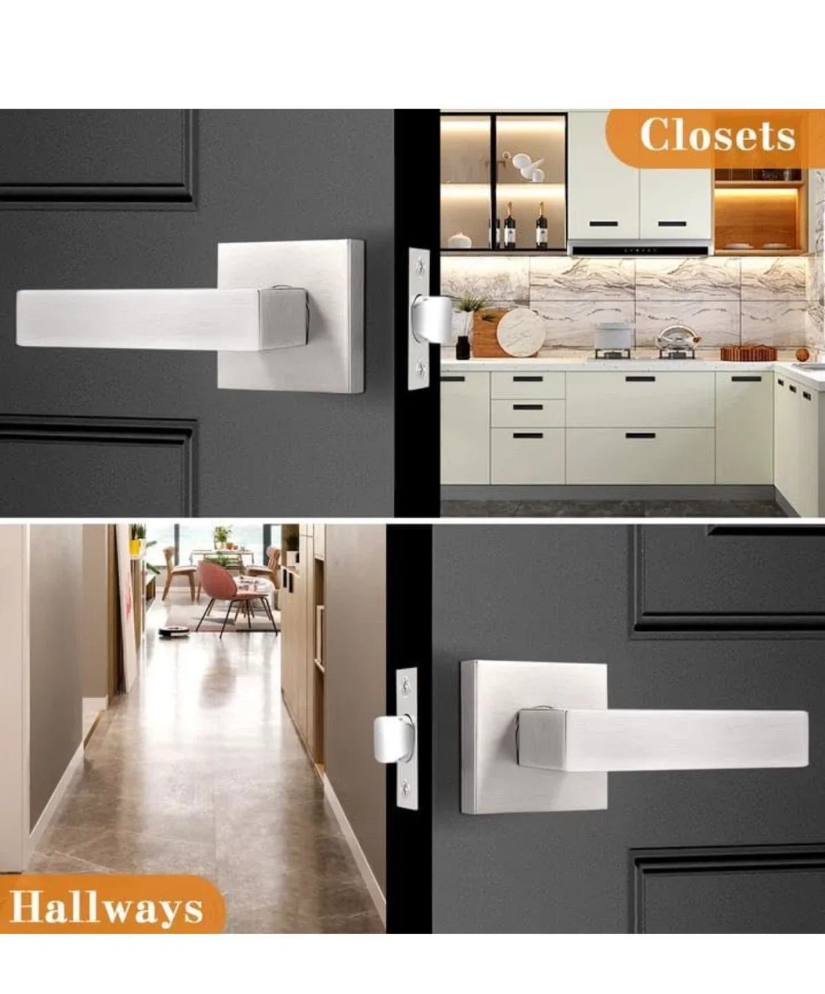 Probrico Square Passage Door Lock - Satin Nickel image indicator(5)