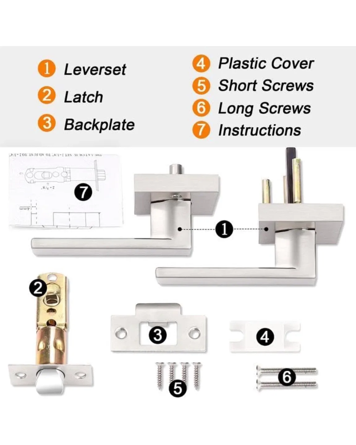 Probrico Square Passage Door Lock - Satin Nickel image indicator(7)