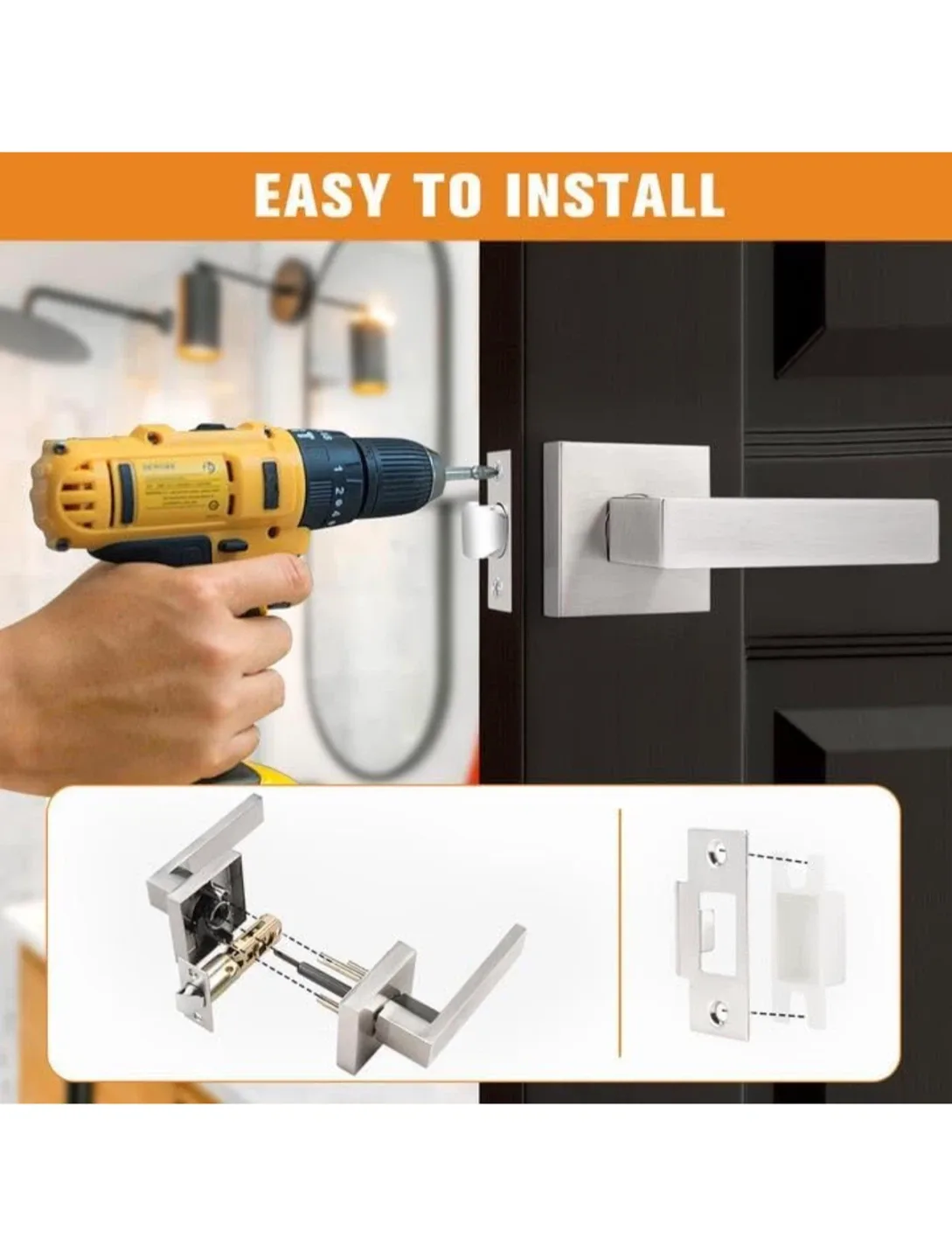 Probrico Square Passage Door Lock - Satin Nickel image indicator(8)