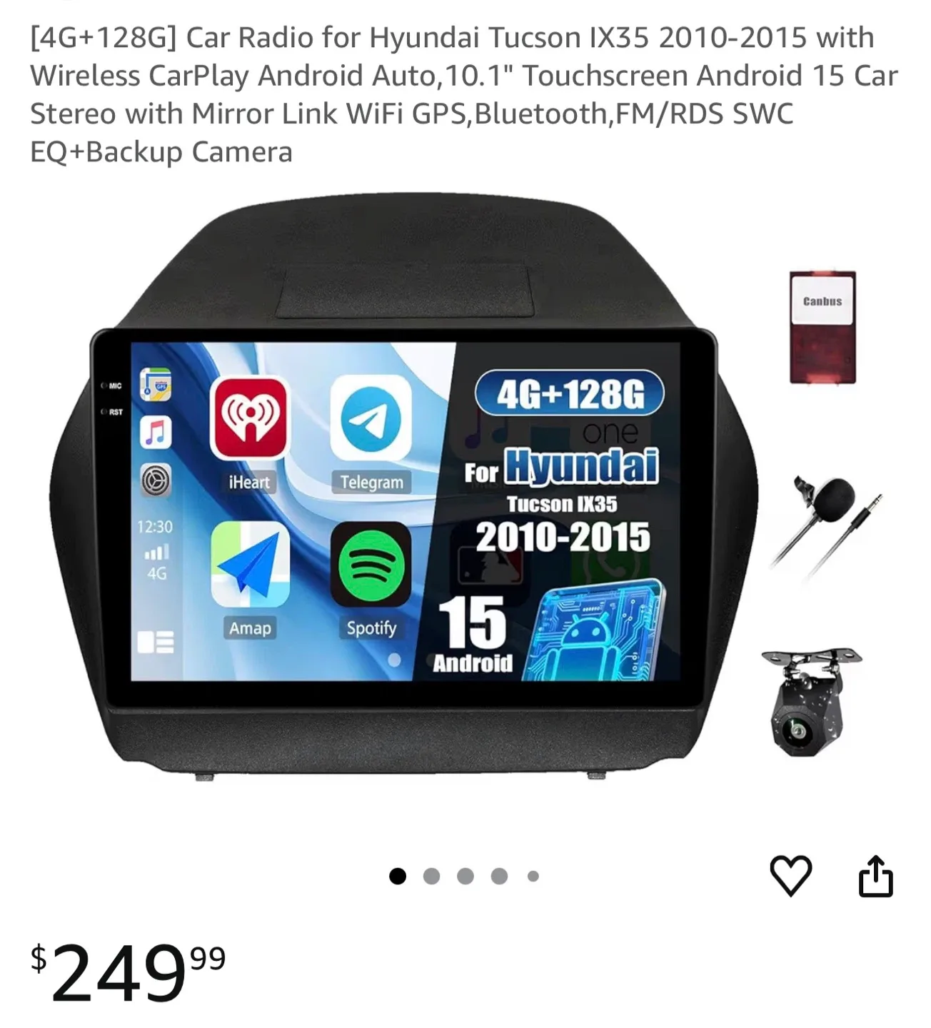 Hyundai Tucson IX35 Car Radio w/ Wireless CarPlay thumbnail