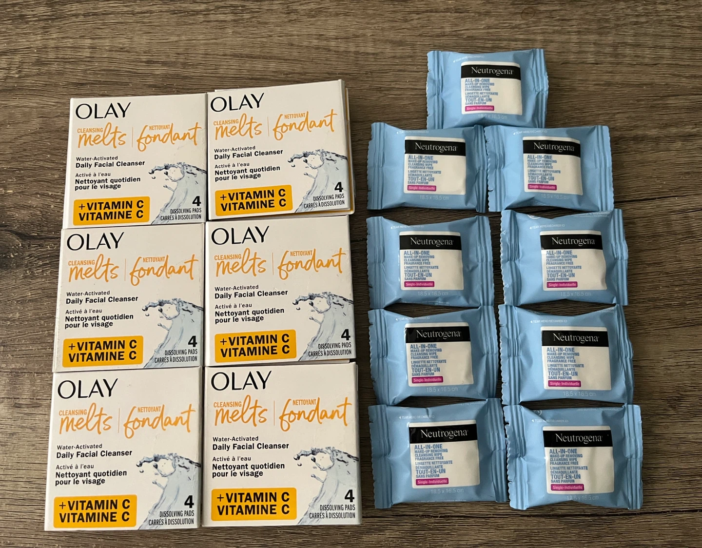 Olay Cleansing Melts & Neutrogena Wipes