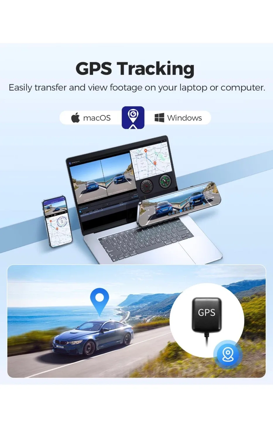 AZDOME PG17 12" 4K Dash Cam - Like New! image indicator(5)