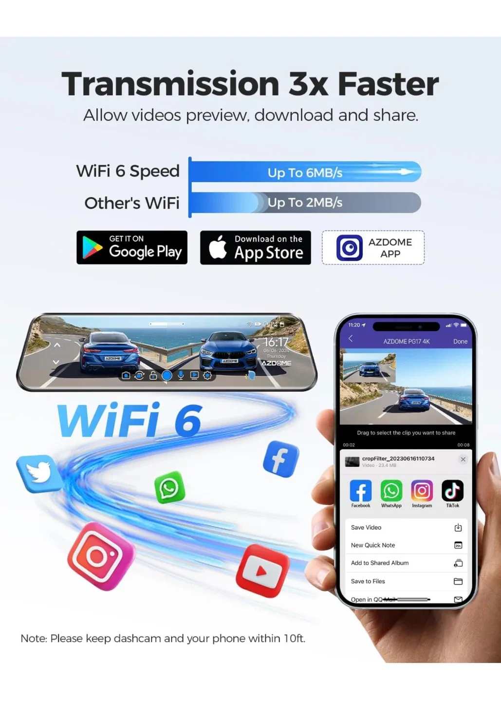 AZDOME PG17 12" 4K Dash Cam - Like New! image indicator(4)