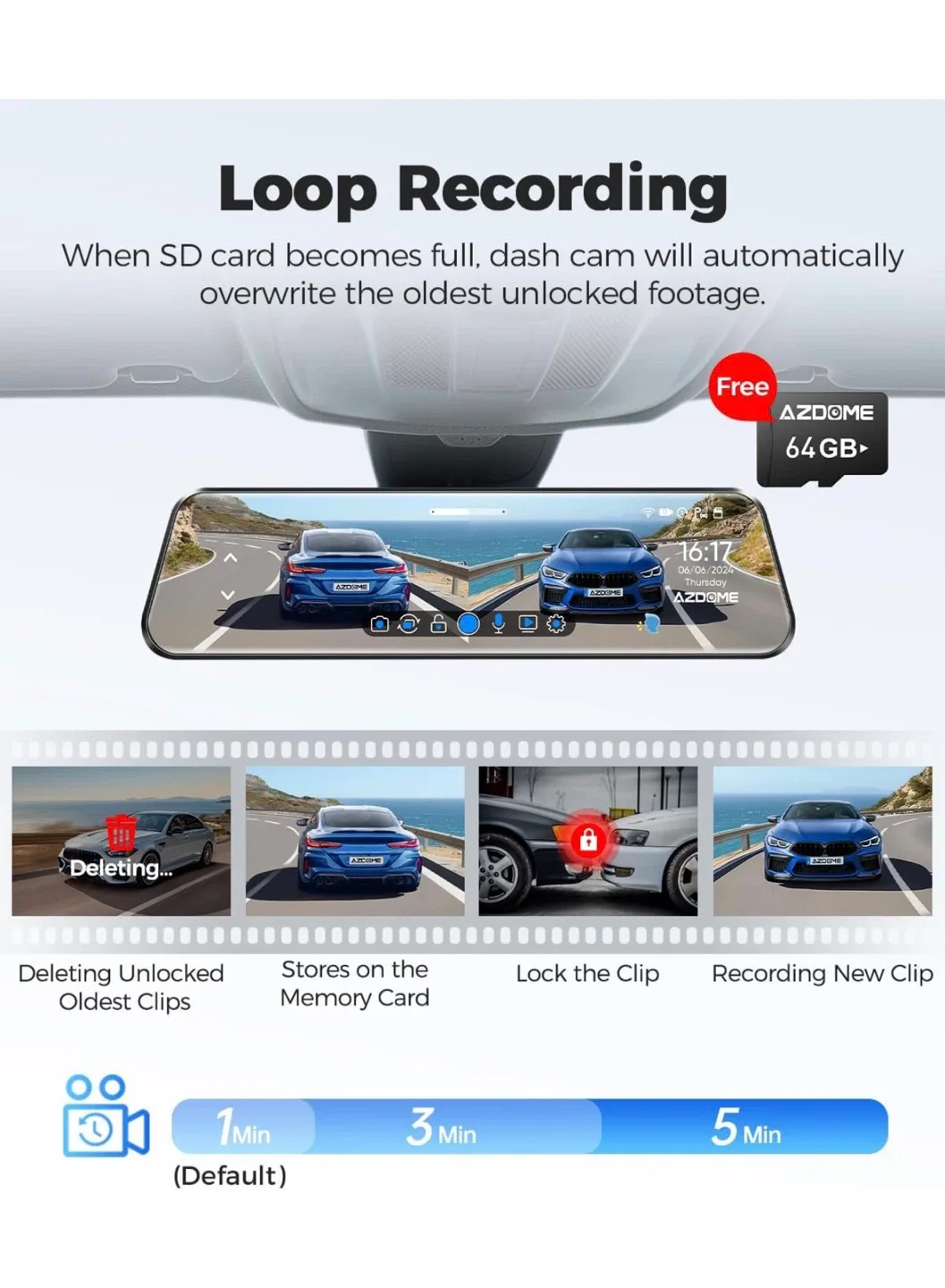 AZDOME PG17 12" 4K Dash Cam - Like New! image indicator(7)