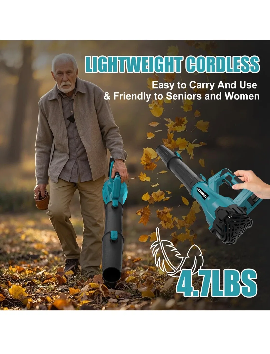LEAWINDY Cordless Leaf Blower - 6 Speed, 2 x 4.0Ah Batteries image indicator(5)