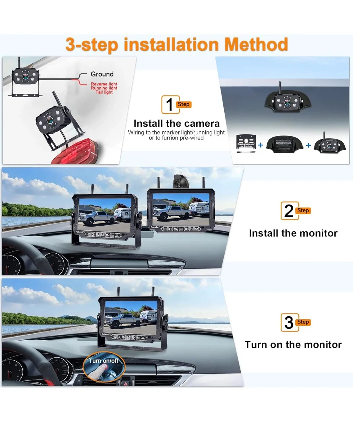 Rohent R9 RV Backup Camera Wireless System image indicator(6)