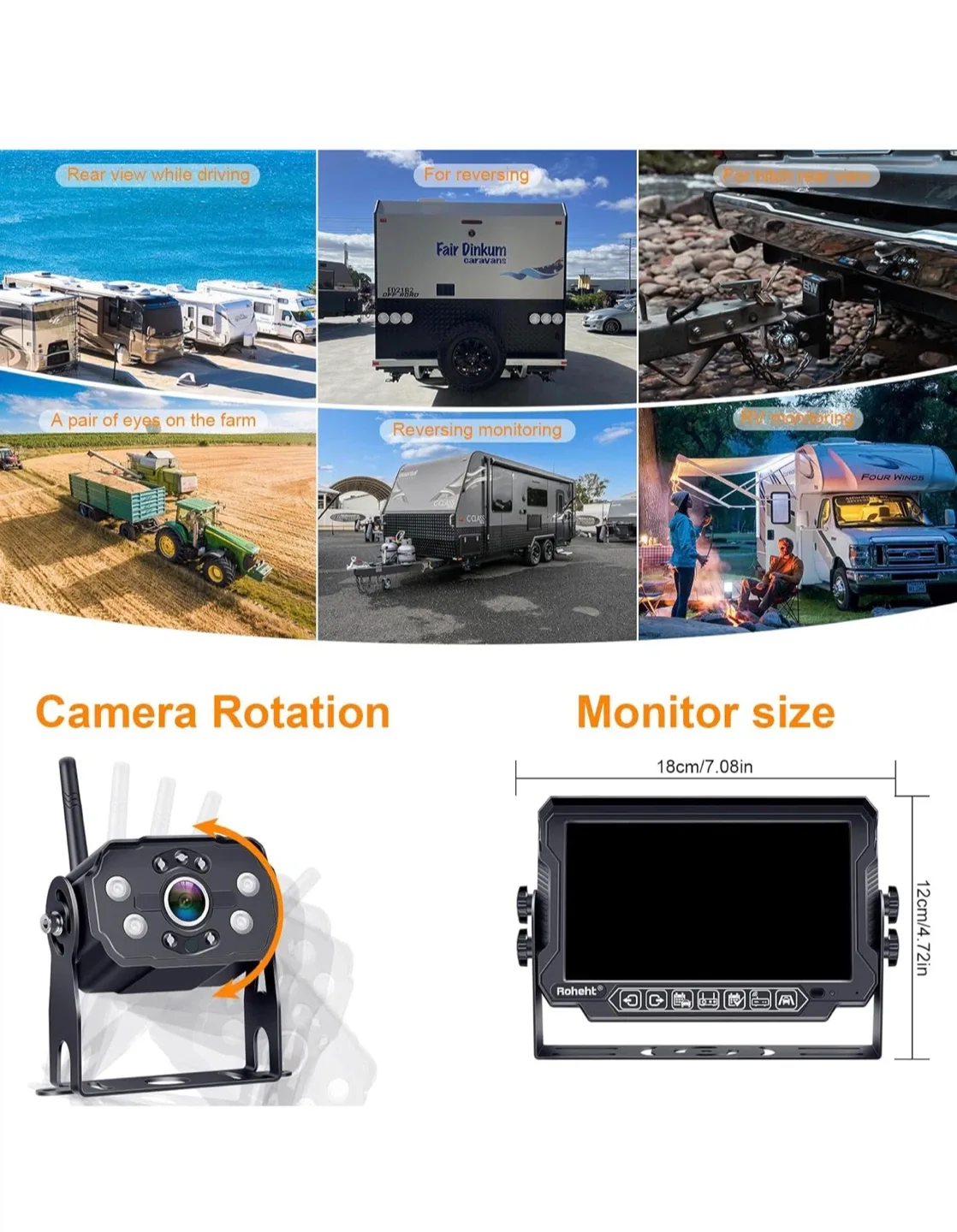 Rohent R9 RV Backup Camera Wireless System image indicator(8)