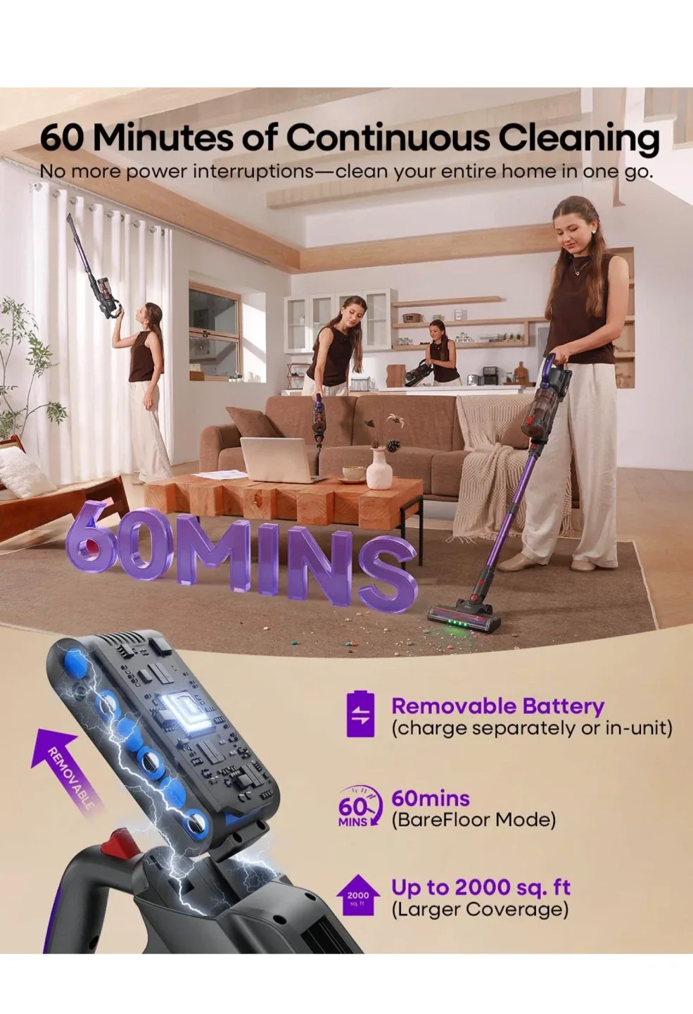 AlloyMove Cordless Vacuum Cleaner - Purple image indicator(3)