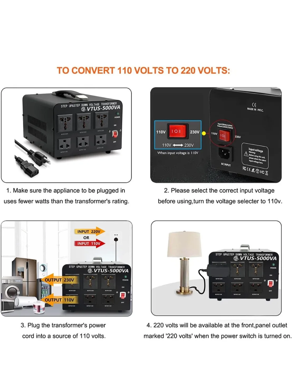 VTUS-5000VA Step Up/Down Voltage Transformer image indicator(8)