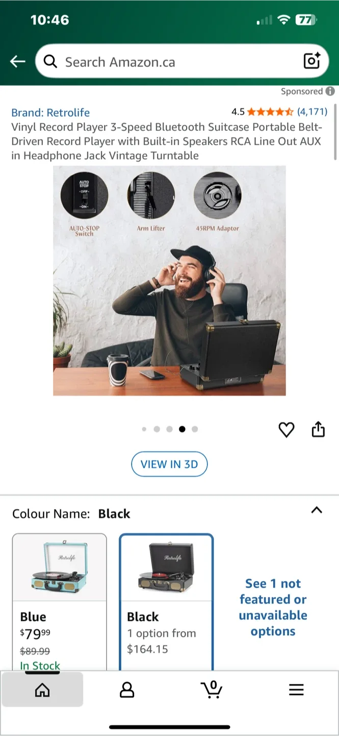 Retrolife R609 Retro Suitcase Turntable - Black image indicator(4)