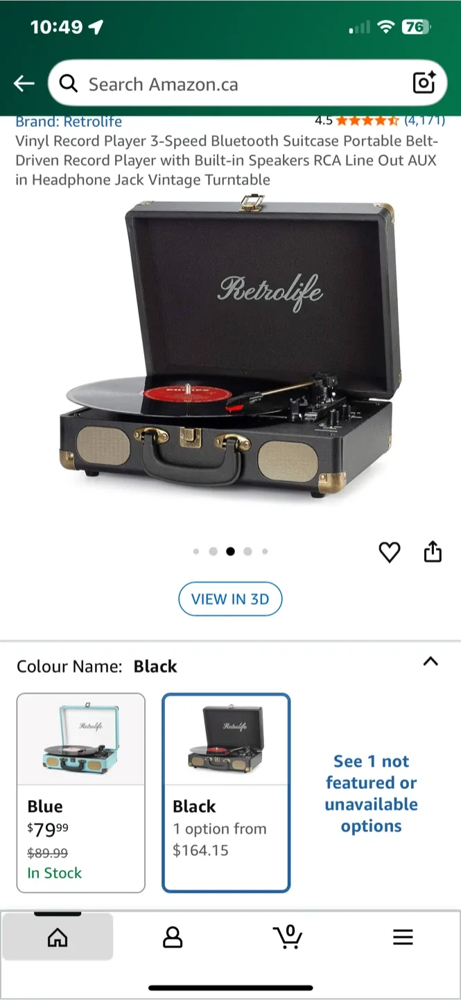 Retrolife R609 Retro Suitcase Turntable - Black image indicator(2)