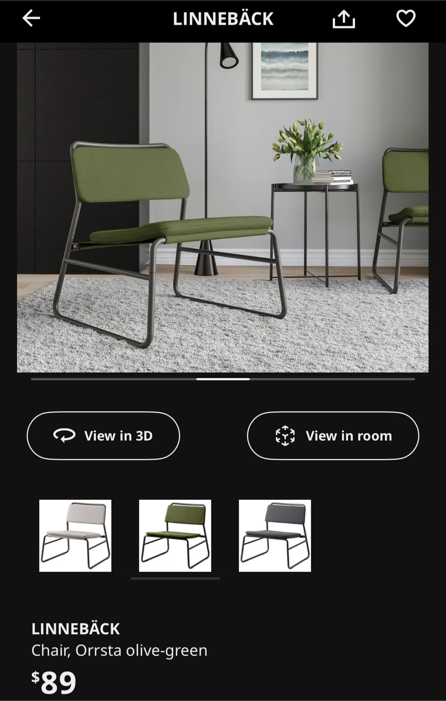 IKEA LINNEBÄCK Chair - Orrsta Olive-Green