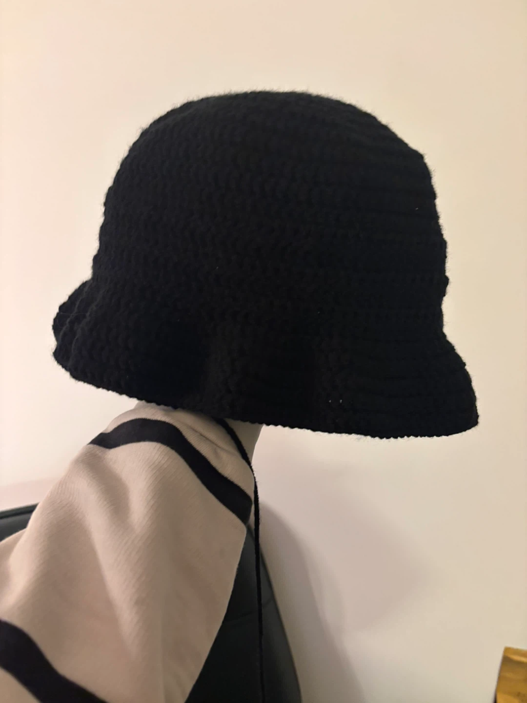 Black Knit Bucket Hat