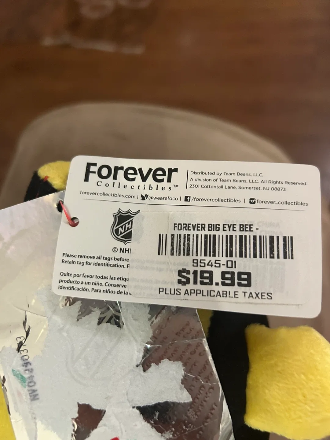 Vancouver Canucks bee plush toy by Forever Collectibles image indicator(4)