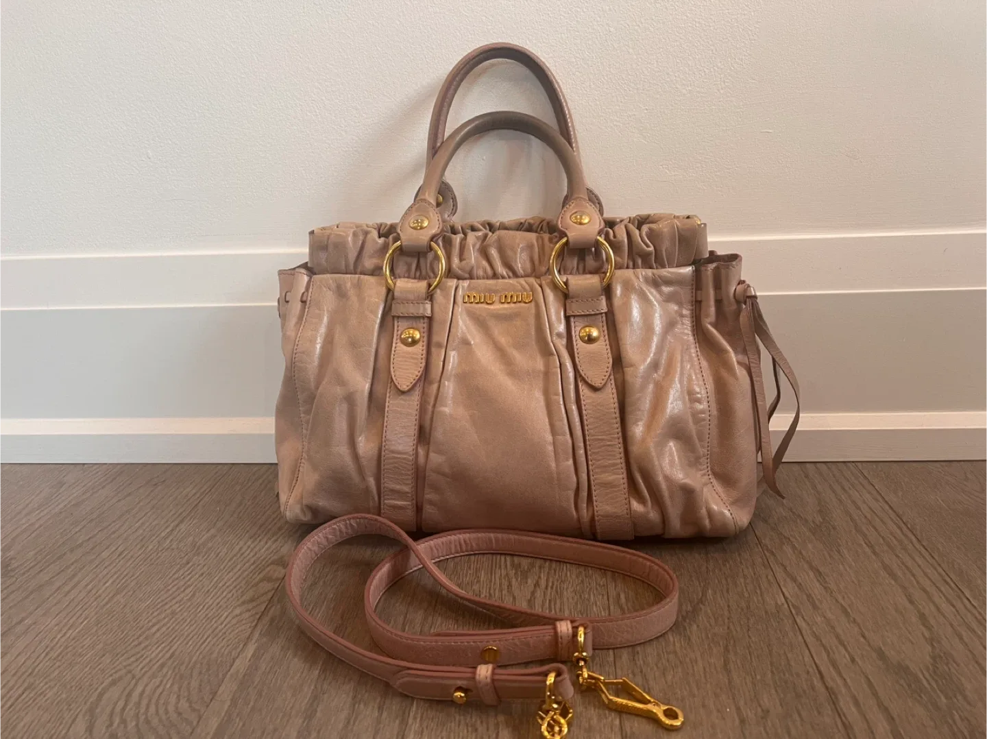 Miu Miu Leather Handbag 2 Way Vitello Lux Ruffle image indicator(2)