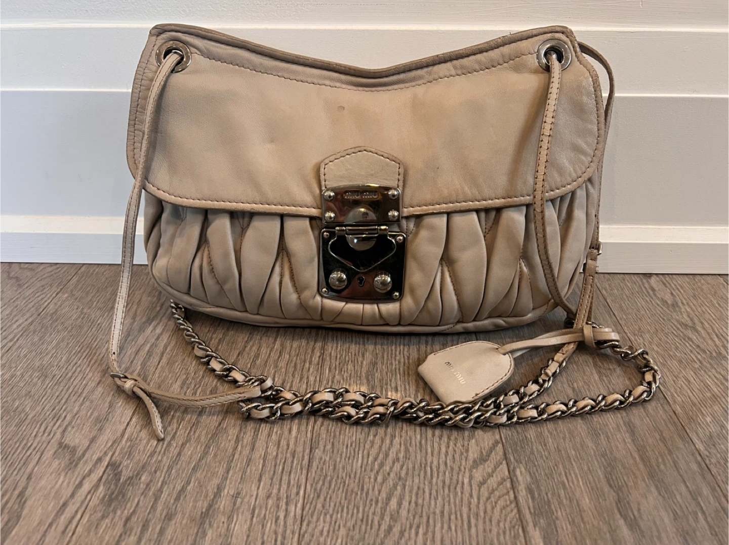 Miu Miu Grey Leather Shoulder Bag