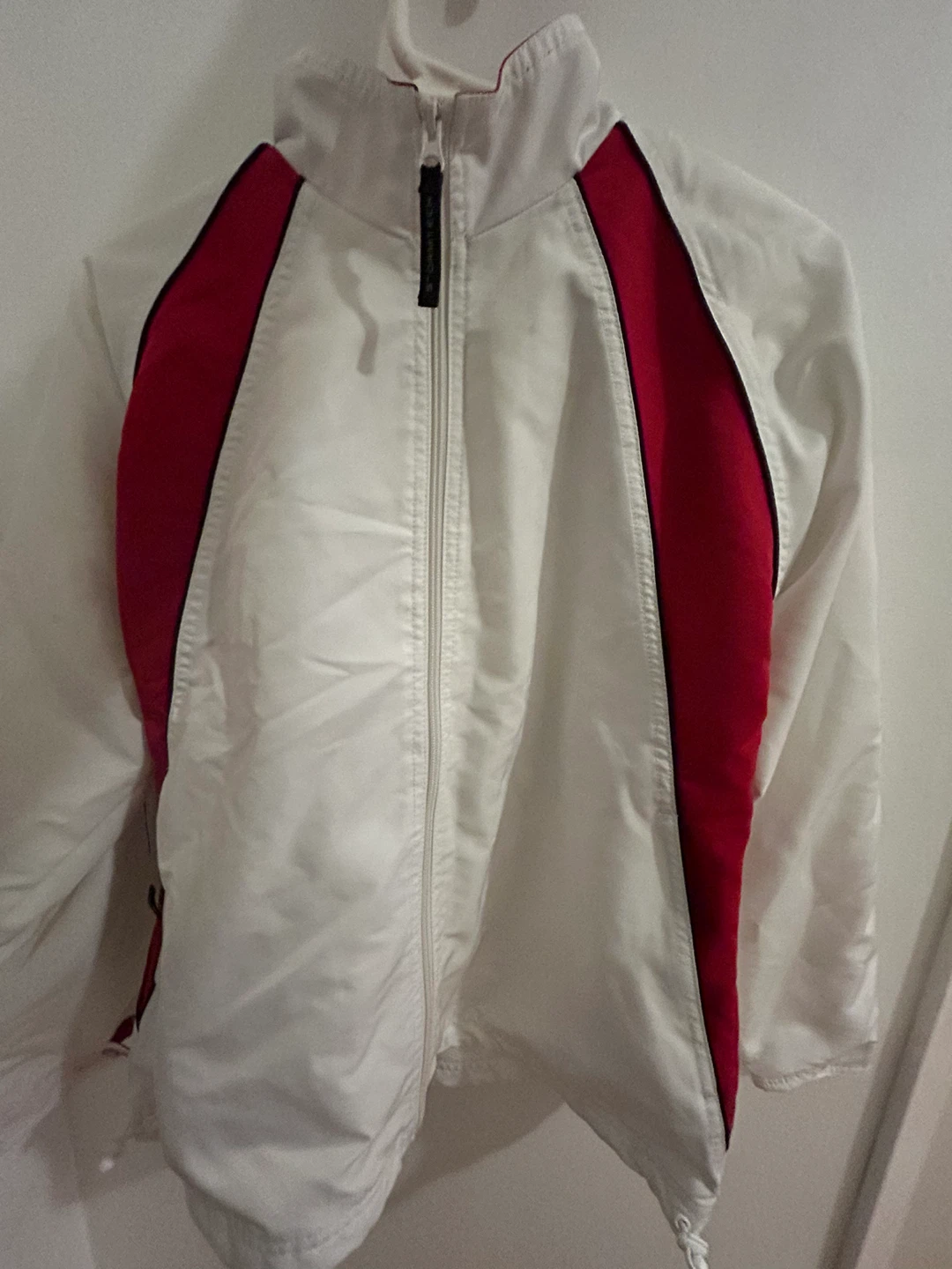 White & Red Windbreaker Jacket