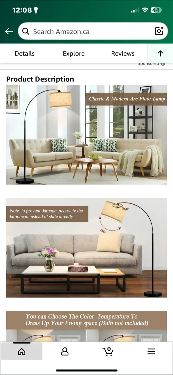 Luvkczc Arc Floor Lamp - Beige image indicator(2)