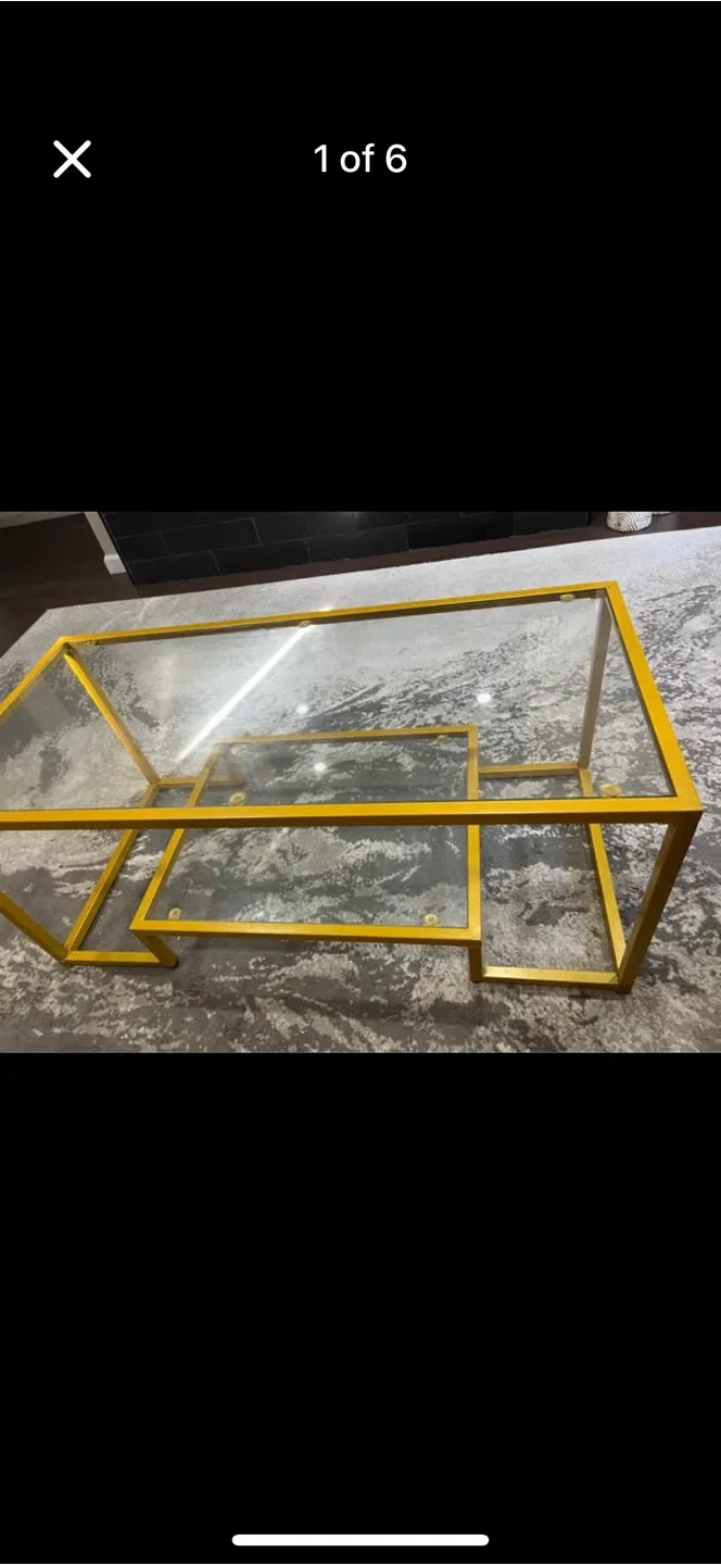 Gold Metal & Glass Coffee Table image indicator(6)