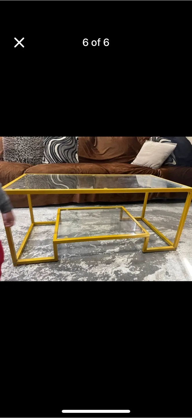 Gold Metal & Glass Coffee Table image indicator(2)