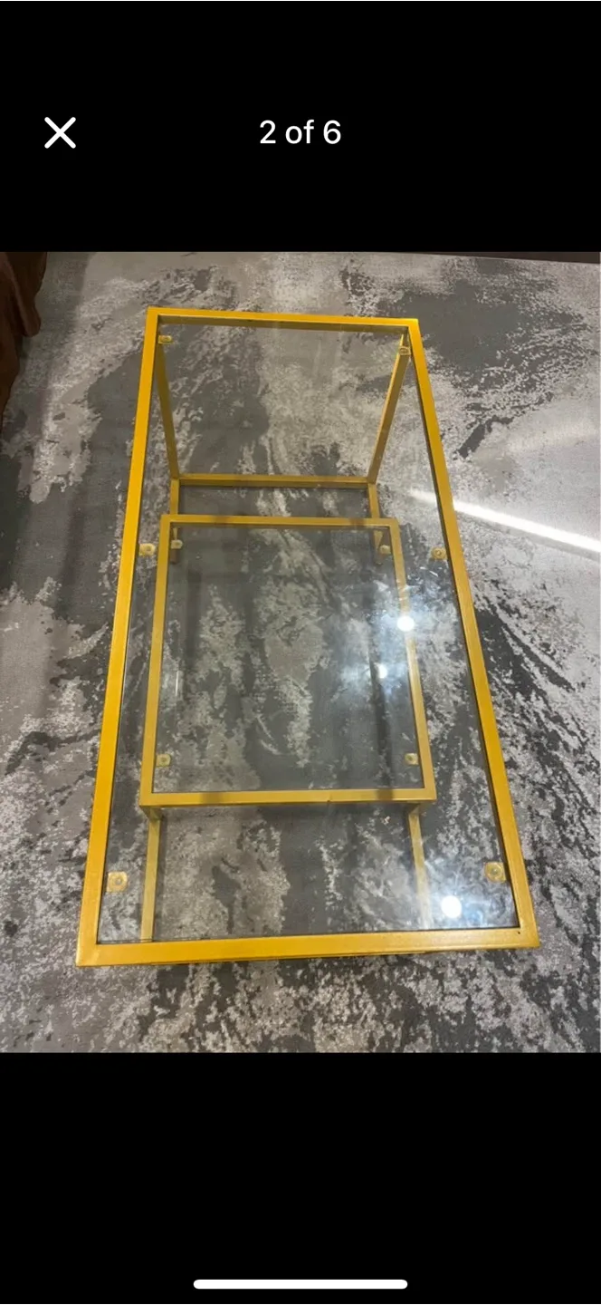 Gold Metal & Glass Coffee Table image indicator(3)